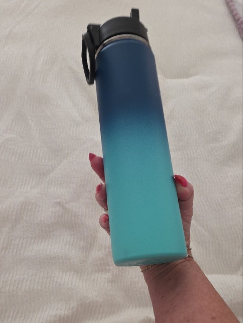 Therm Bottle Ombre Blue Aqua Water Bottle - Insulated Travel Flask - Picture 8 of 8